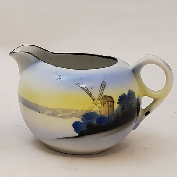 Antique Cream and Sugar Set with Dutch Windmill Scene - Picture 3 of 8